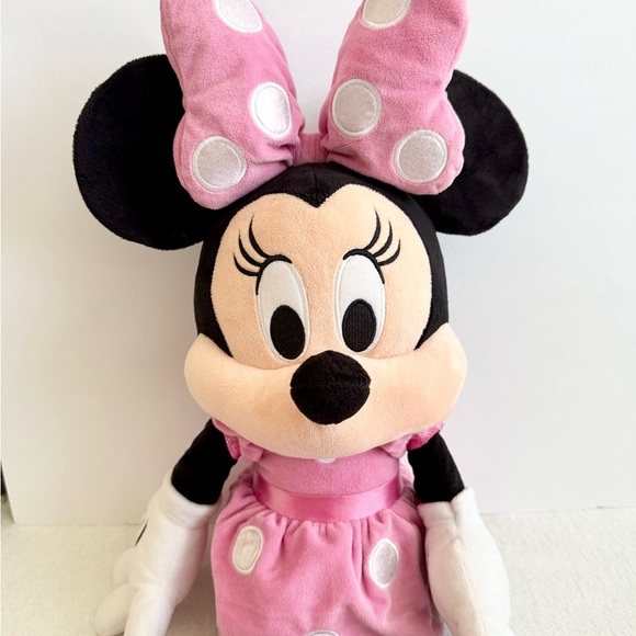 Disney Minnie Mouse Plush 27” Stuffed Animal Pink Polka Dot Bow and Dress - Picture 5 of 16